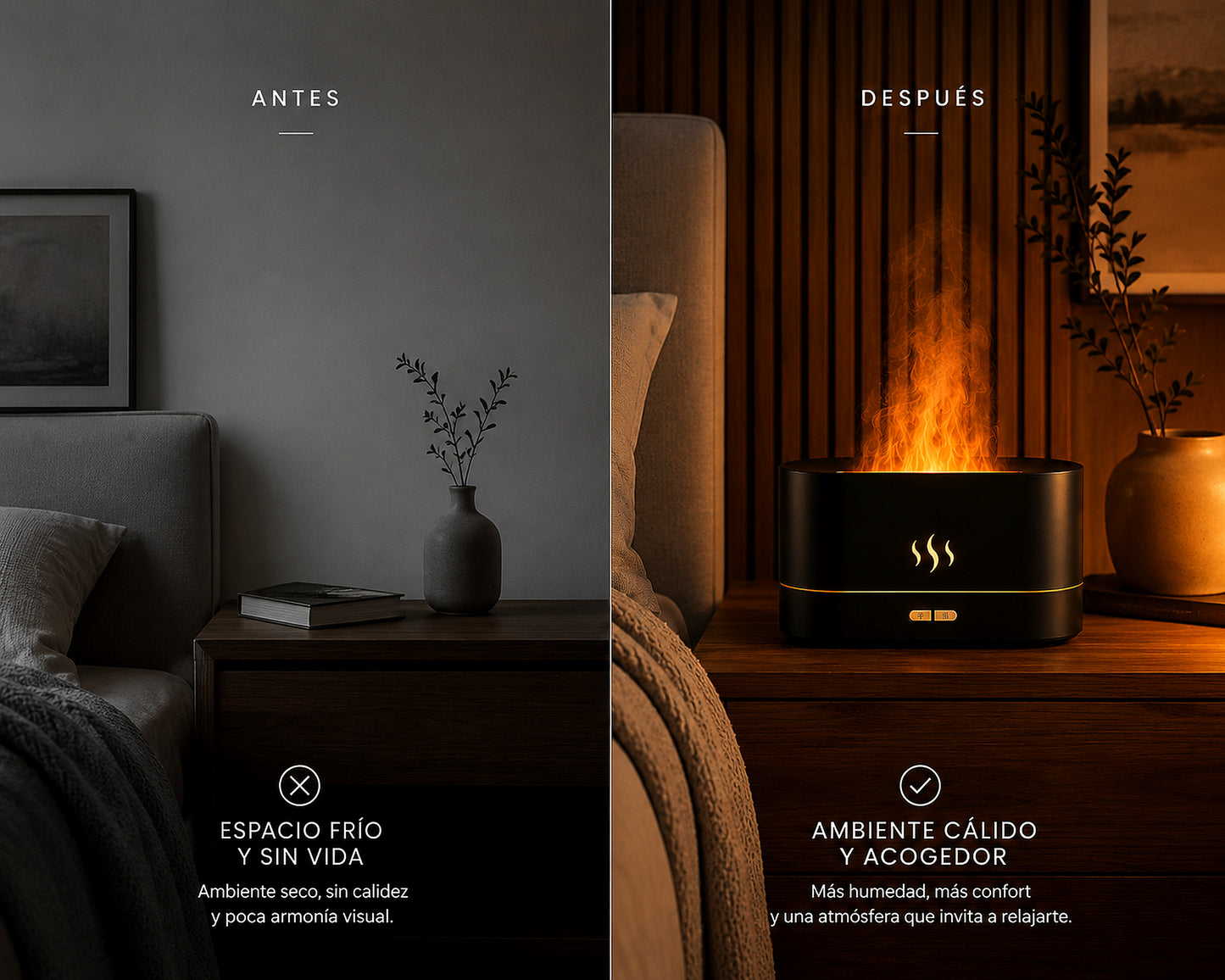 Humidificador Chimenea | Efecto Llama Relajante