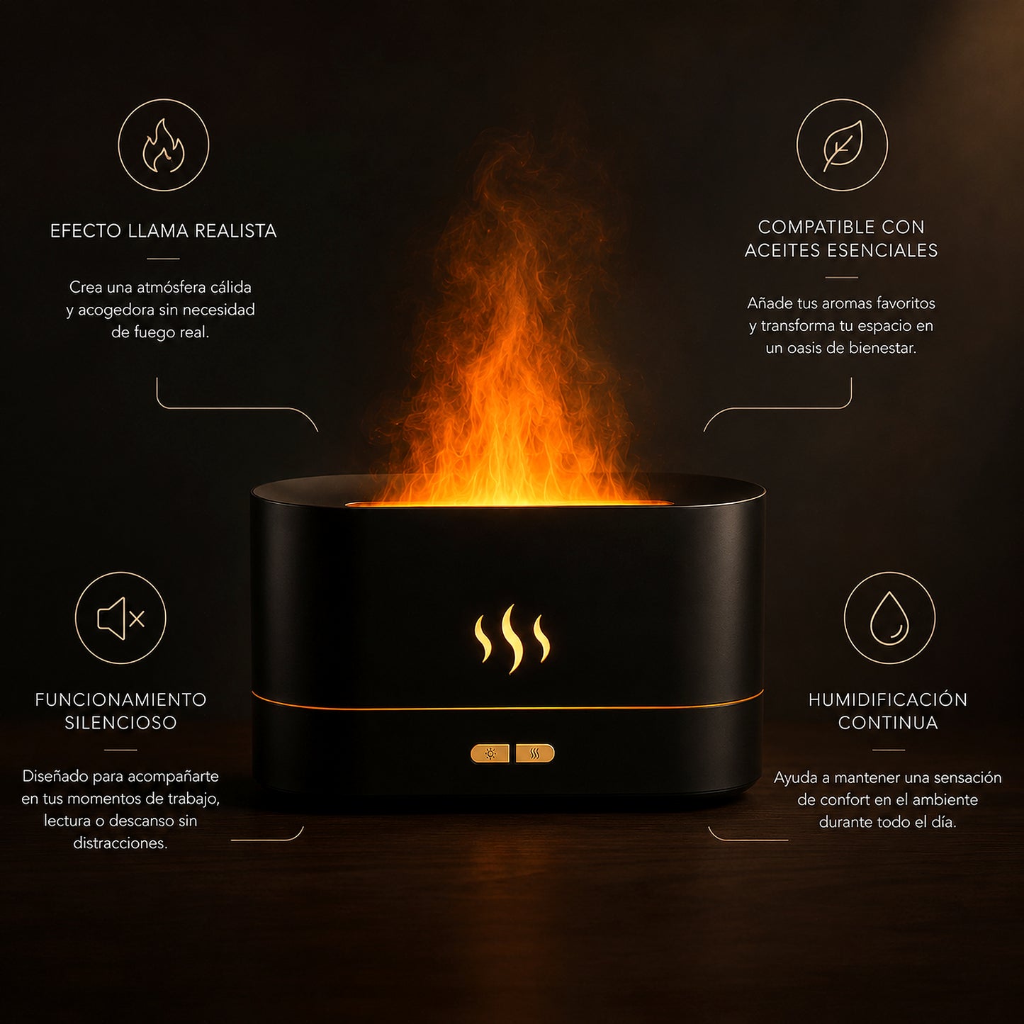 Humidificador Chimenea | Efecto Llama Relajante